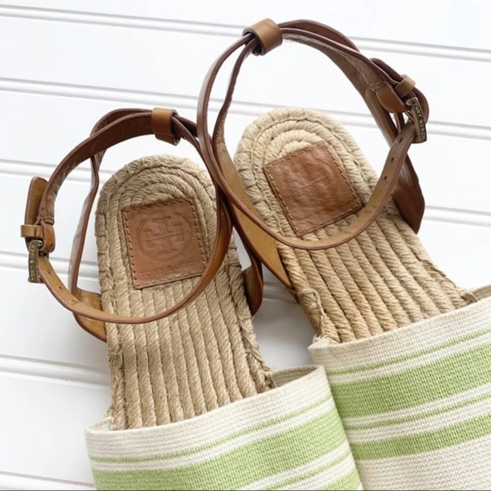 Tory Burch Striped Canvas Espadrille Sandals
